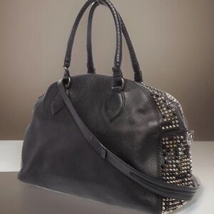 Christian Louboutin Panetone Boston Bag Black Leather Spike Studs